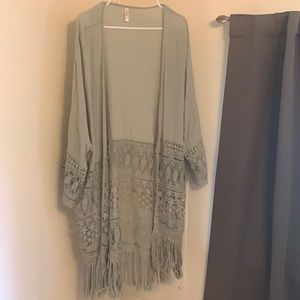 Beautiful Kimono with Fringe and Lace Detail